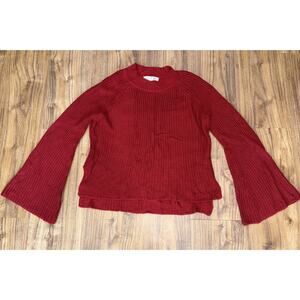 Pink Rose Balloon Sleeve Sweater sz Small Women's Red Chunky Knit Soft Casual